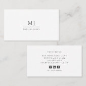 Modern Professioneel Minimalistisch Monogram Wit Visitekaartje (Voorkant / Achterkant)