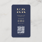 Modern Professioneel Monogram Elegant Donkerblauw Visitekaartje (Achterkant)