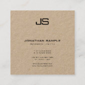 Modern Professioneel Monogram Elegant Kraftpapier- Vierkante Visitekaartje (Achterkant)