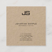 Modern Professioneel Monogram Elegant Kraftpapier- Vierkante Visitekaartje (Achterkant)