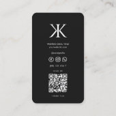 Modern Professioneel Monogram K Logo Donkergrijs Visitekaartje (Achterkant)