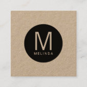 Modern professioneel monogram kraftpapier vierkante visitekaartje (Voorkant)