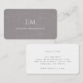Modern professioneel monogram minimalistisch grijs visitekaartje (Voorkant / Achterkant)