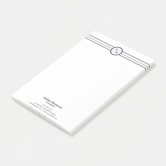 Modern professioneel monogram post-it® notes (Schuin)