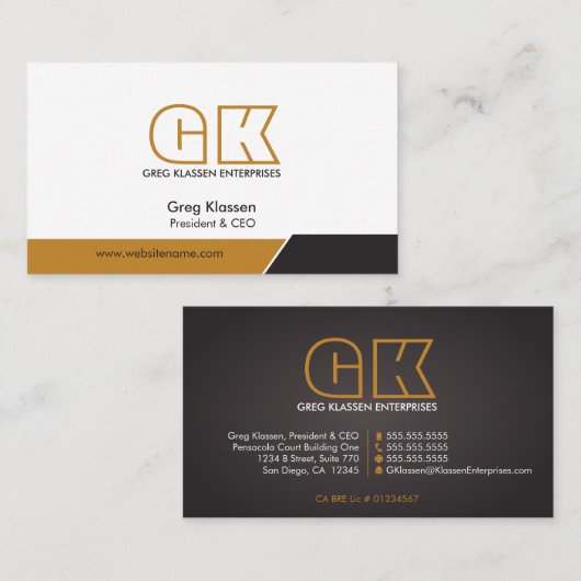 Modern professioneel monogram visitekaartje (Voorkant / Achterkant)