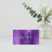 Modern professioneel Paars monogram geborsteld met Visitekaartje (Staand voorkant)