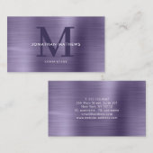 Modern professioneel Paars monogram geborsteld met Visitekaartje (Voorkant / Achterkant)