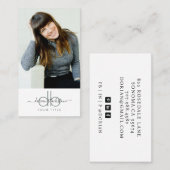Modern Professioneel Portretfoto Monogram Visitekaartje (Voorkant / Achterkant)