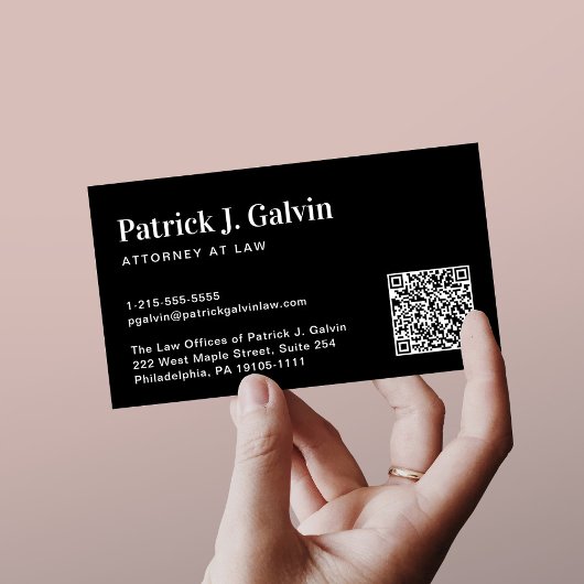 Modern Professioneel QR Code Zwart Visitekaartje