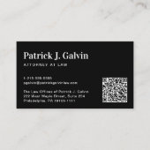 Modern Professioneel QR Code Zwart Visitekaartje (Voorkant)