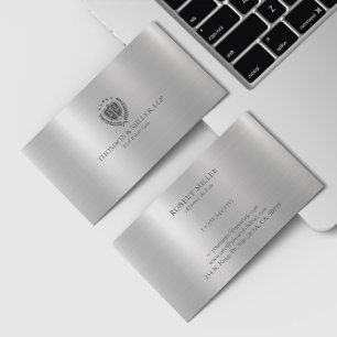 Modern Professioneel Recht Kantoor Metallic Zilver Visitekaartje