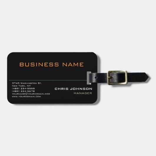 Modern Professioneel Rijk Zwart Bagagelabel (Voorkant horizontaal)