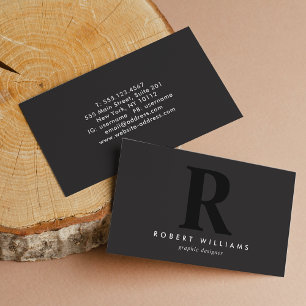 Modern Professioneel Zwart Monogram Initiaal Visitekaartje