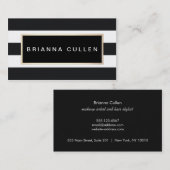 Modern Professioneel Zwart-Wit Gestreept Visitekaartje (Voorkant / Achterkant)