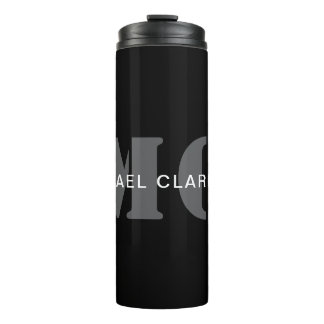 Modern Professionele Monogram Zwart & Wit Thermosbeker