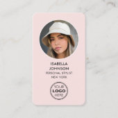 Modern Profiel Foto Logo QR Code Blush Roze Visitekaartje (Voorkant)