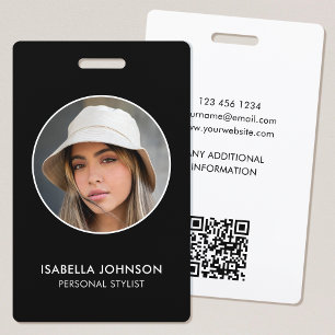 Modern Profiel Foto QR Zwart Wit ID Beveiliging Badge