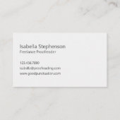 Modern Proofreader Freelance Grey White Minimalist Visitekaartje (Achterkant)