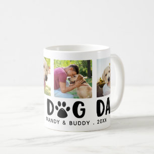 Modern PROUD DOG DAD Paw Print Photo Collage Koffiemok