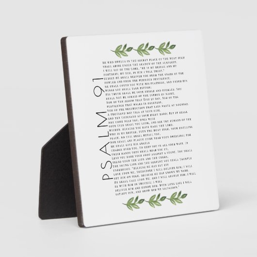 Modern Psalm 91 Greenery Leaves Christelijk Plaque Fotoplaat (Voorkant)