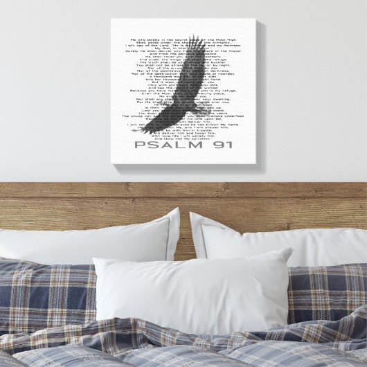 Modern psalm 91 Soaring Bald Eagle Bijbel Verse Canvas Afdruk (Insitu (Slaapkamer))