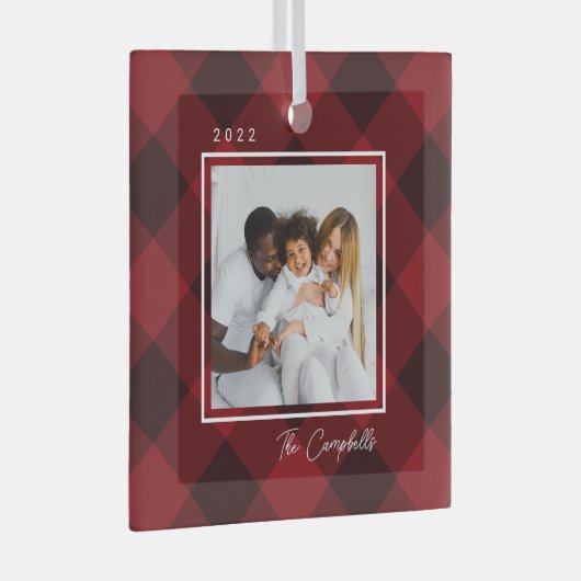 Modern Pset Custom Photo Kerstannament Glas Ornament (Voorkant Rechts)