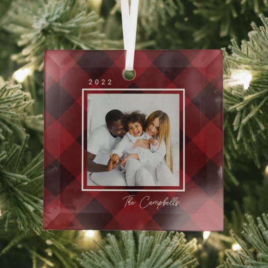 Modern Pset Custom Photo Kerstannament Glas Ornament (Insitu)