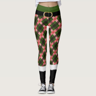 Modern Pset Elf Santa Costume Cute Fun kerst Leggings
