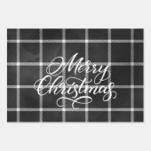 Modern Pset Gingham Merry Kerstfeestdag Inpakpapier Vel (Voorkant 2)