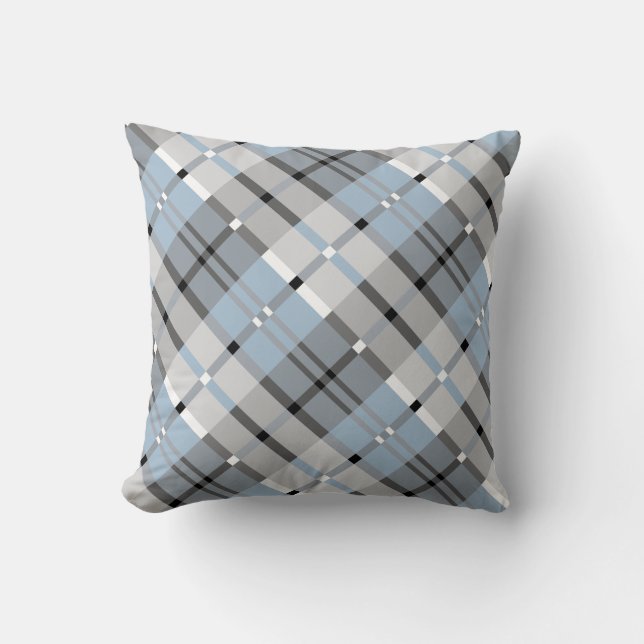 Modern Pset Pattern in Grey and Sky Blue Kussen (Voorkant)
