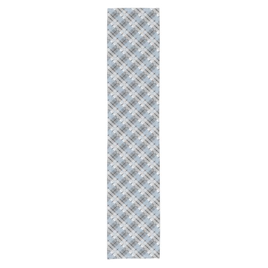 Modern Pset Pattern Light Blue and Grey Korte Tafelloper (Voorkant)