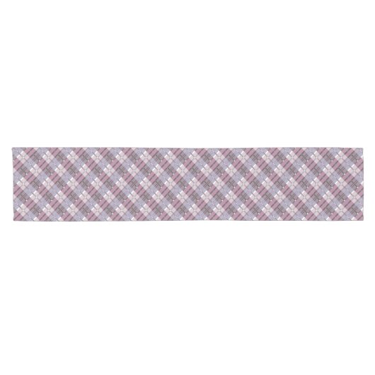 Modern Pset Pattern Plum and Lavender Korte Tafelloper (Horizontaal)