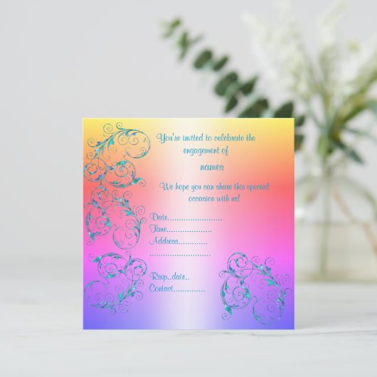 MODERN Pstel VERLOVING INVITATIE Kaart (Staand voorkant)