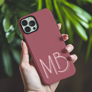 Modern Puce Monogram Initialen Hedendaags Hoesje-M iPhone 16 Pro Max Hoesje