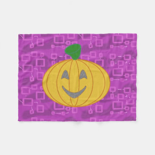 Modern Pumpkin on Purple Geometric Fleece Blanket (Voorkant (Horizontaal))