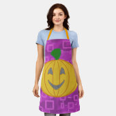 Modern Pumpkin on Purple Geometric Schort (Gedragen)
