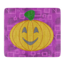 Modern Pumpkin on Purple Geometric