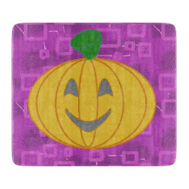 Modern Pumpkin on Purple Geometric Snijplank