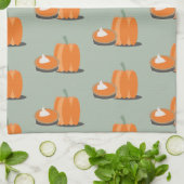 Modern Pumpkin Pumpkin Pie Pattern Cream Green Theedoek (Gevouwen)