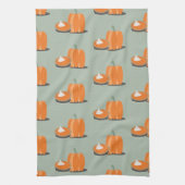 Modern Pumpkin Pumpkin Pie Pattern Cream Green Theedoek (Verticaal)