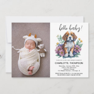 Modern Puppy Dog Terracotta Baby shower Kaart