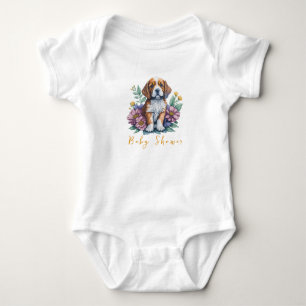Modern Puppy Dog Terracotta Baby shower Romper