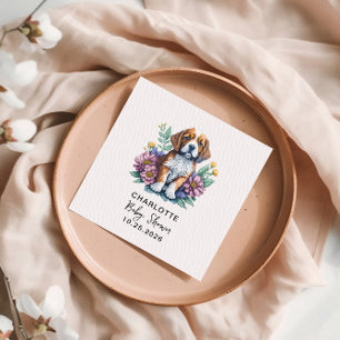 Modern Puppy Dog Terracotta Baby shower Servet