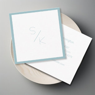 Modern Pur Blauw Wit Monogram Visitekaartje