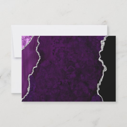 Modern Purple Agate Silver Script Wedding RSVP (Dos)