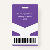 Modern Purple Chevron Professional ID Badge (Achterkant)