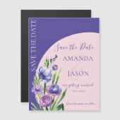 Modern Purple Floral Blush Wedding Save the Date (Voorkant / Achterkant)