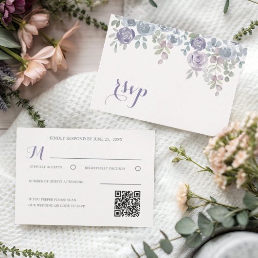 Modern Purple Floral Rsvp Wedding
