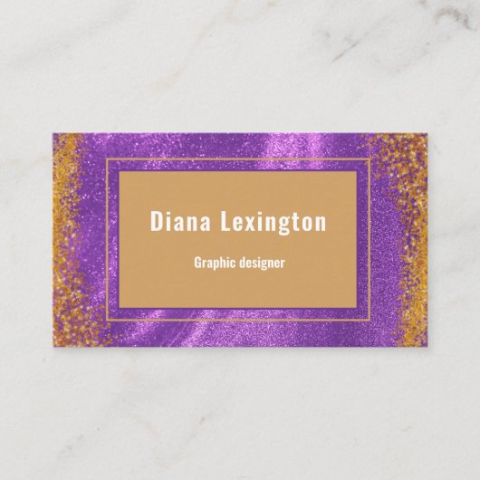  Modern Purple Gold  Business Card Visitekaartje (Voorkant)