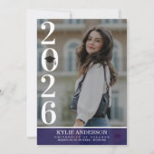 Modern Purple Graduation Cap Senior Photo Kaart (Voorkant)